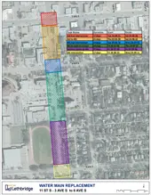 11 St S Watermain Upgrade map and timetable 2024