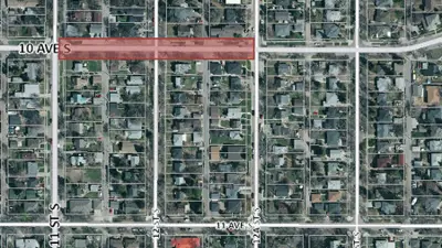 10 Ave S road closure map overlay