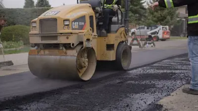 Street Road Paving Crew Roller Asphalt