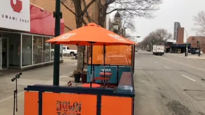 Downtown Lethbridge Orange Parklet at Umami