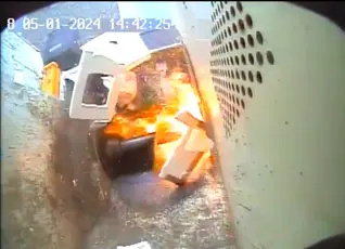 Battery Fire picture inside bin 