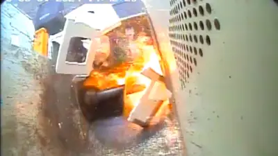 Battery Fire picture inside bin