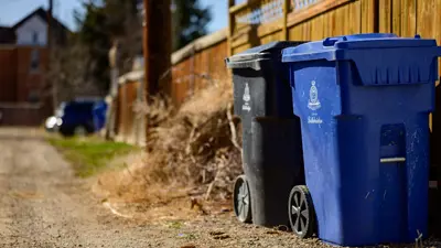 Waste Garbage Recycling Bins in alley