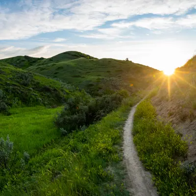 Green Coulee Trail Sunset Blue Sky