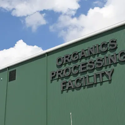 Organics Processing Facility Sign on Building
