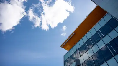 Chinook Regional Hospital building sign from below