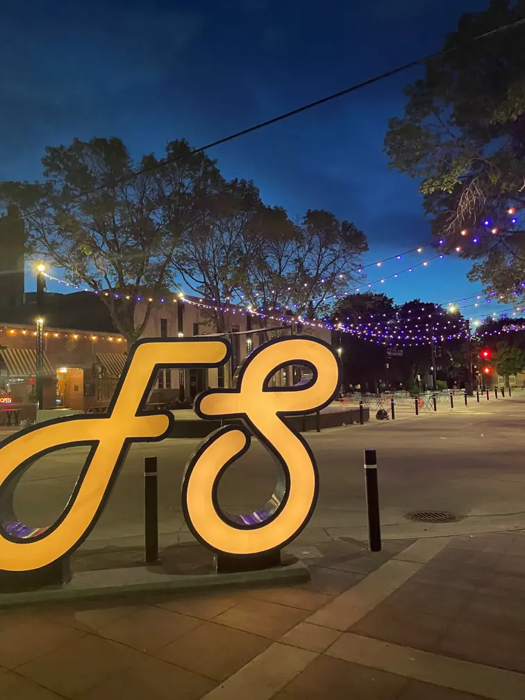 Festival Square light up at night