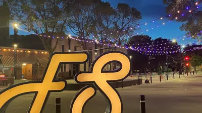 Festival Square light up at night