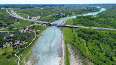 Whoop up drive bridge north facing view from down-river