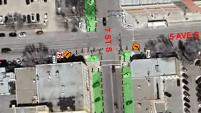 7 Street S bike lanes maped out