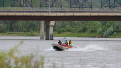 River safety rescue boat on water