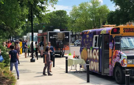 Foodie Fest food trucks lined up downtown
