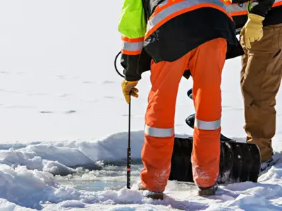 Crew testing ice safety
