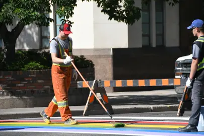 Downtown Pride Cross Walk Painting Detour