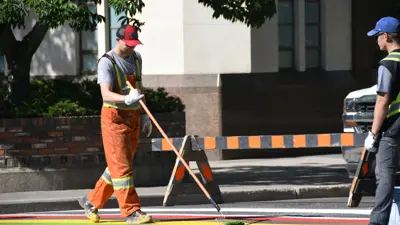 Downtown Pride Cross Walk Painting Detour