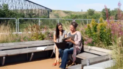 Helen Schuler Nature Centre people on bench