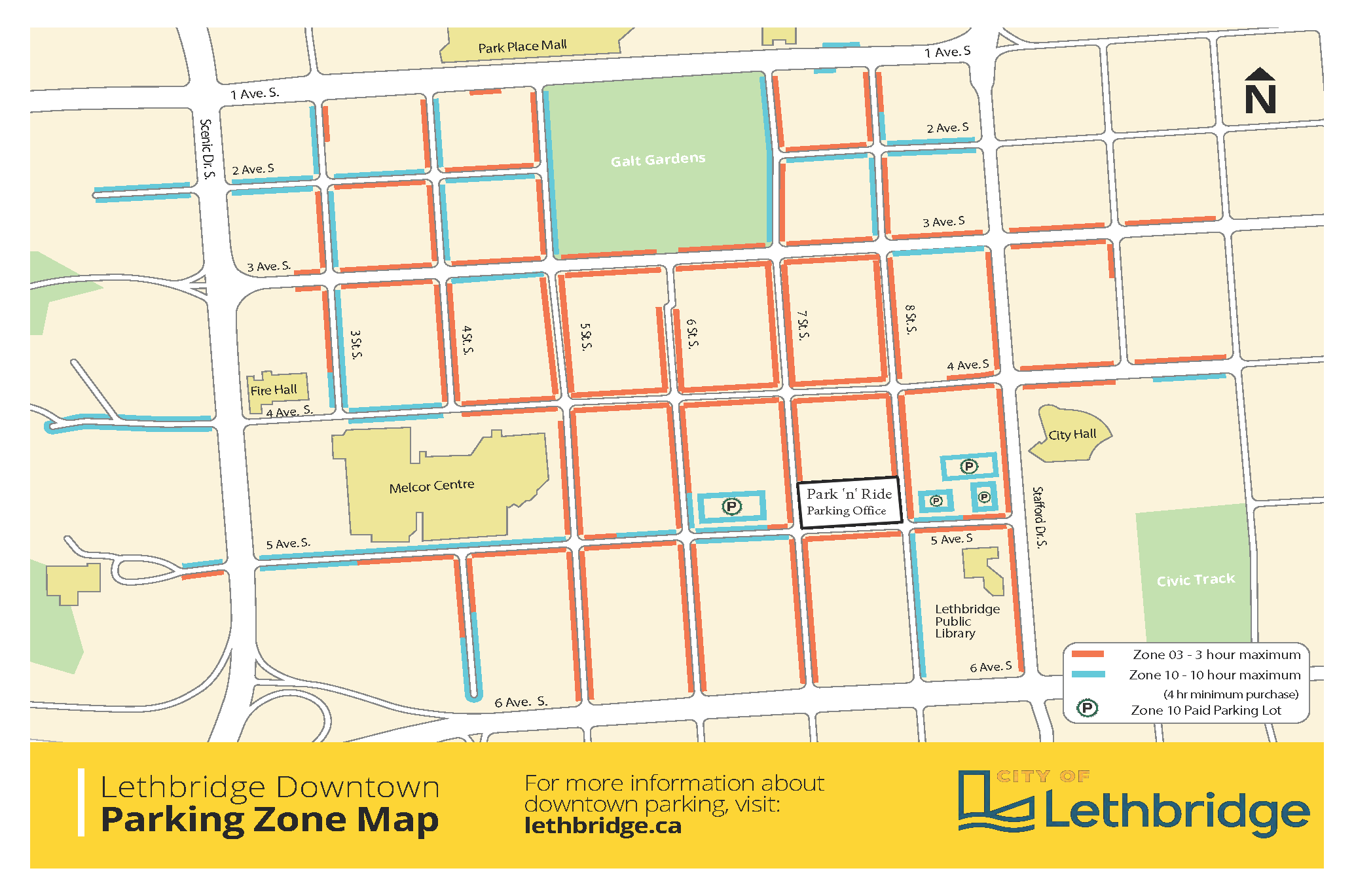 Lethbridge downtown parking map