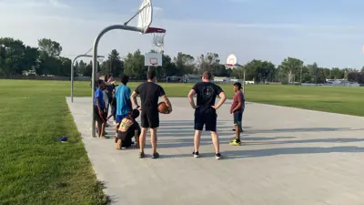 kids on basketball court