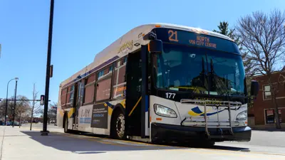 Transit Bus Downtown Street