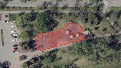 Henderson red outline aerial view