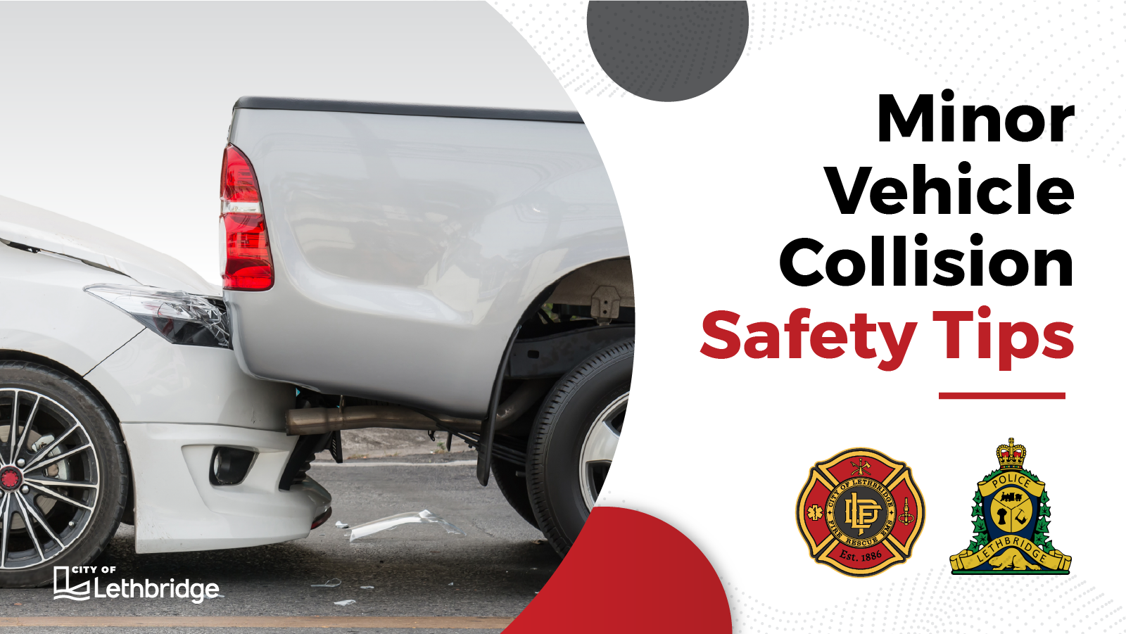 Minor vehicle collisions safety tips - graphic showing a car rear-ending a truck