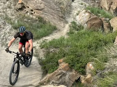 Firefighter-paramedic Patrick Berry mountain biking