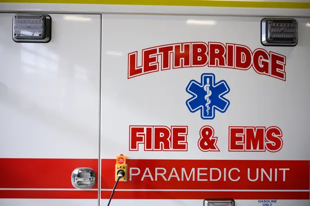 Lethbridge Fire EMS Paramedic Ambulance Logo on Truck 