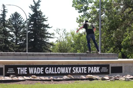 Wade Galloway Skate Park Sign with skater