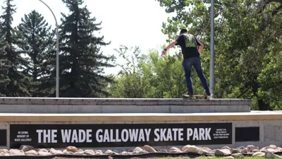 Wade Galloway Skate Park Sign with skater