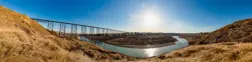 Coulee river bottom panoramic train bridge
