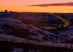 Whoop Up Dr sunset traffic