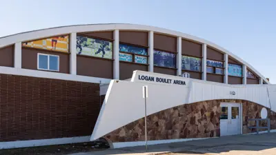 Logan Boulet Arena exterior interwoven legacies