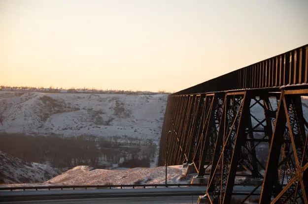 Train Bridge Winter Coulee