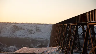 Train Bridge Winter Coulee
