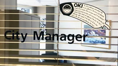 Window Cling Land Acknowledgement City Manager office window